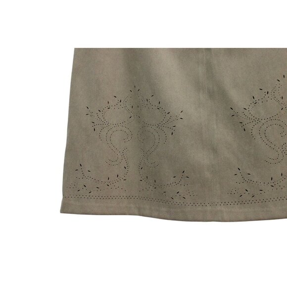 Talbots Maxi Skirt Size 10 Olive Green Perforated Boho Stretch A-Line Festival - Picture 7 of 14